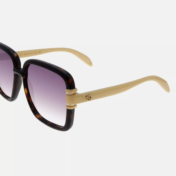 Gucci Butterfly Sunglasses Havana/Cream Gold Gradient Lens Women's - Picture 6 of 8